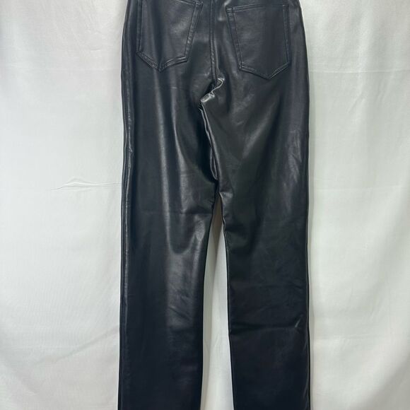 Abercrombie & Fitch 90s Straight Ultra High Rise Black Vegan Leather Pants 27 - Picture 9 of 13